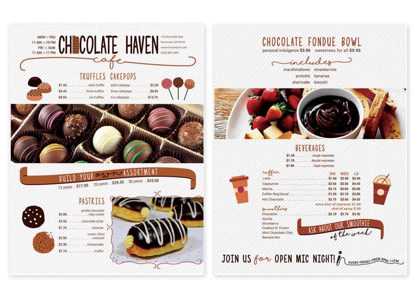 Chocolate Haven Restaurant Menu