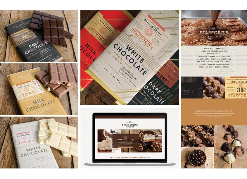 Stafford Chocolates Integrated Branding Program — Branding + Identity Programs design — by Chen Design Associates — 2017 GDUSA award winner