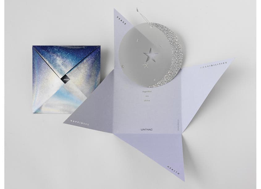 Unimac Holiday Card, Together We Shine — Announcements & Invitations design — by Bonavita Design LLC — 2018 GDUSA award winner