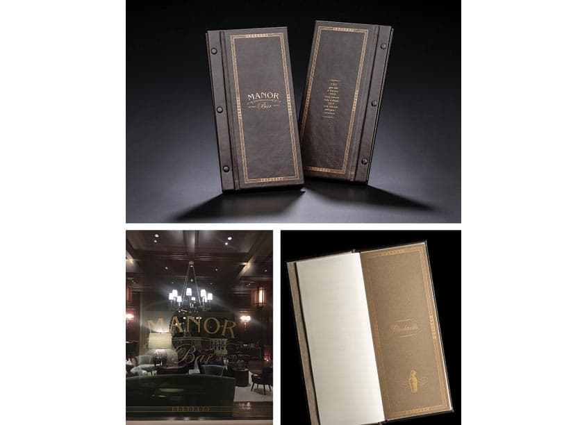 Manor Bar Logo, Identity, Menu and Signage — Branding + Identity Programs design — by Regina Rubino/IMAGE: Global Vision — 2018 GDUSA award winner