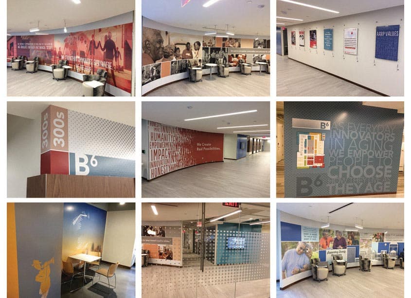 AARP 2018 Building Renovation Graphics — P-O-P, Exhibits & Displays design — by AARP Brand Creative Services — 2018 GDUSA award winner