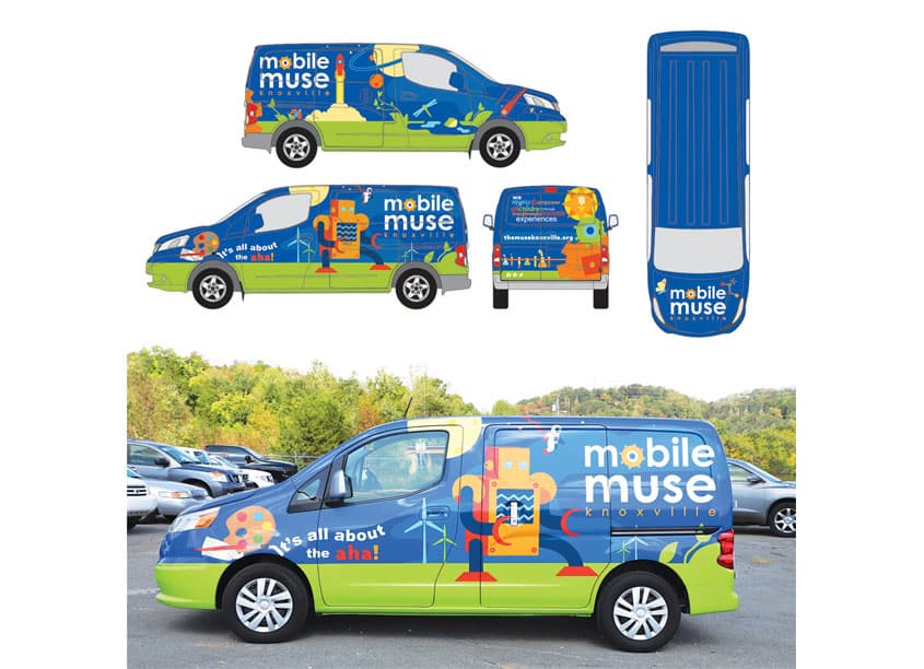 Mobile Muse Vehicle Wrap — Surface & Vehicle Graphics design — by Knoxville Graphic House — 2019 GDUSA award winner