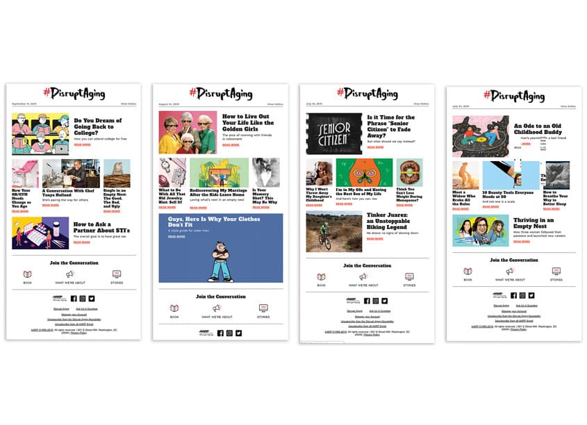 Disrupt Aging — Publications & Newsletters design — by AARP Media — 2019 GDUSA award winner