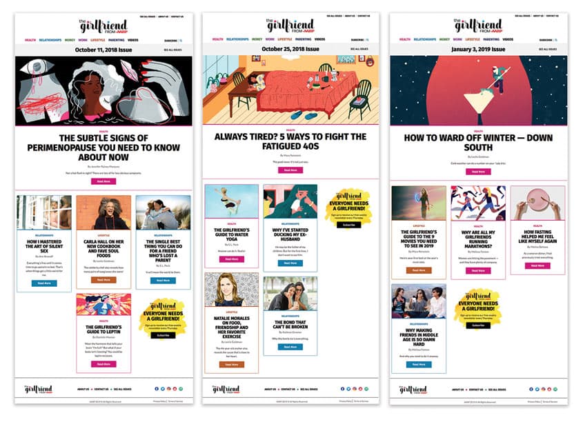 The Girlfriend Newsletter Senior Deputy — Publications & Newsletters design — by AARP Media — 2019 GDUSA award winner