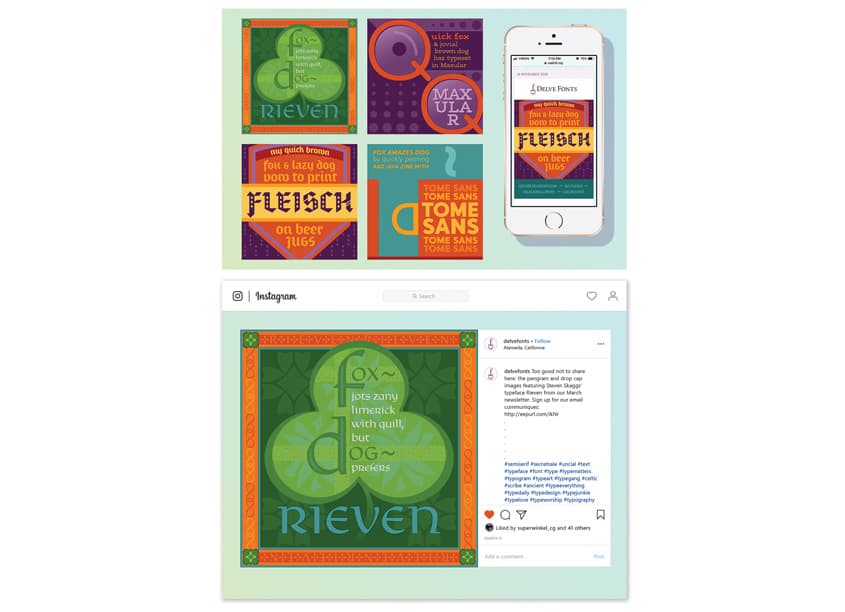 Delve Fonts Pangrams for E-blasts & Social Media — Website & UX/UI Design — by L.S. Boldsmith — 2019 GDUSA award winner