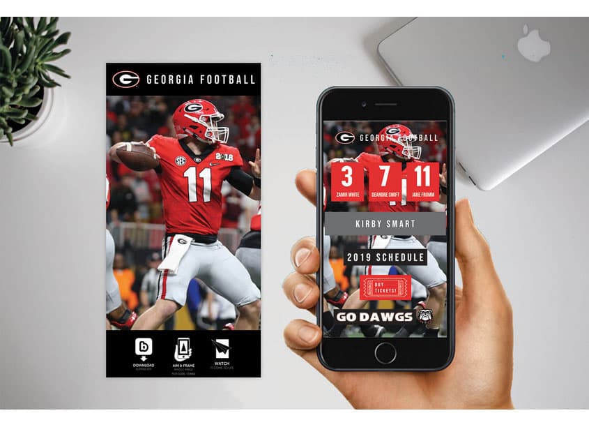 AR Poster for University of Georgia Football Team — Student Design — by Kennesaw State University, School of Art and Design — 2019 GDUSA award winner