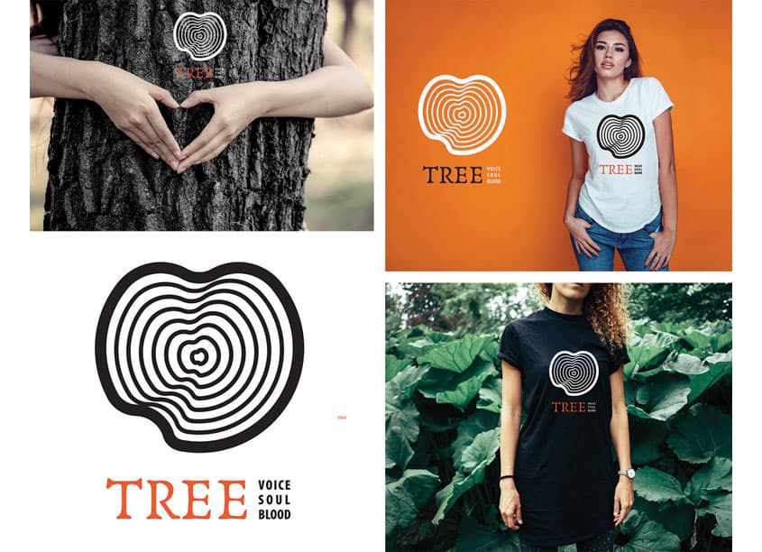 Heart Tree Rings Logo Design