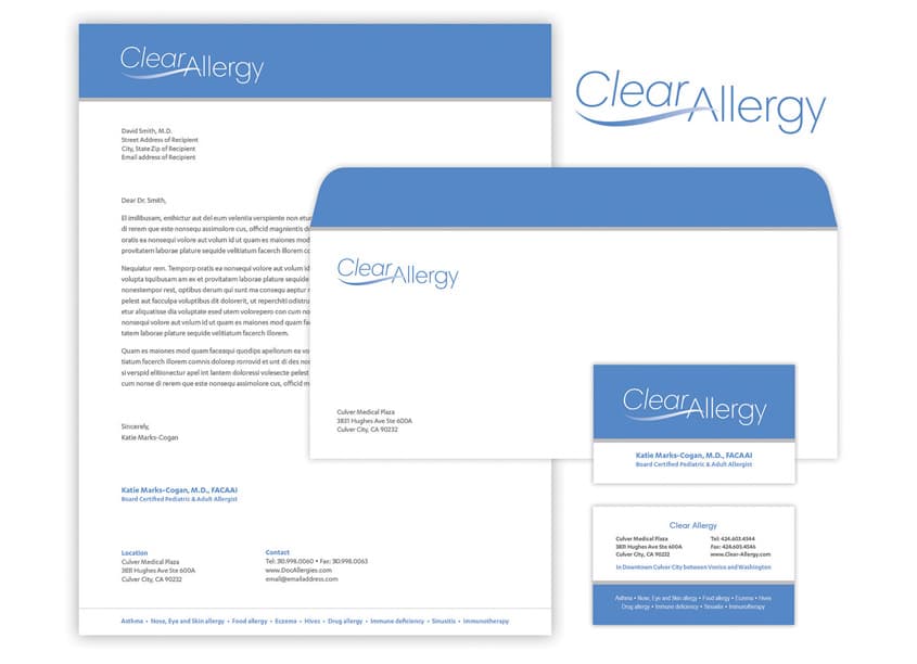 Clear Allergy Branding and Identity — Branding + Identity Programs design — by Jennifer Cogan Design — 2019 GDUSA award winner