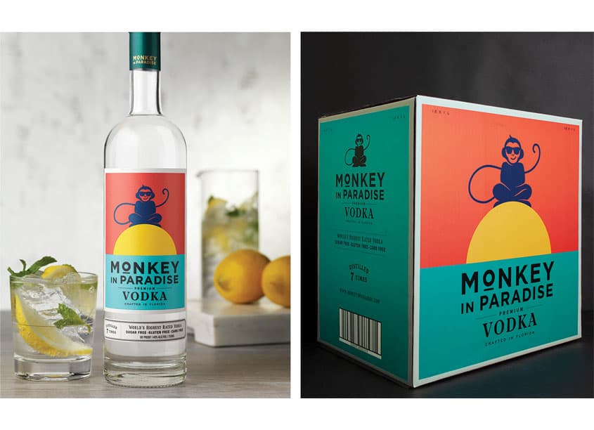 Monkey in Paradise Vodka Package Design