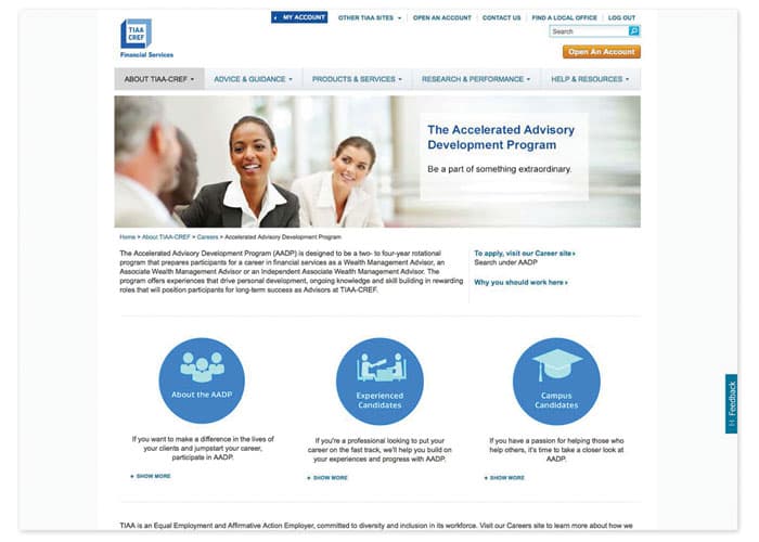 Accelerated Advisory Development Program Career Microsite