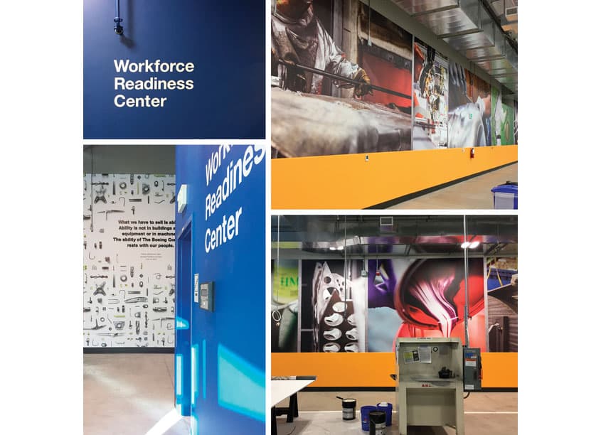 Workforce Readiness Center Environmental Graphics — P-O-P, Exhibits & Displays design — by The Boeing Company — 2018 GDUSA award winner