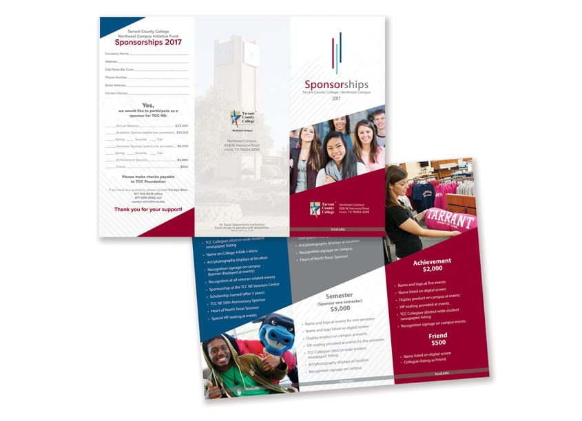 TCC NE Campus 2017 Initiative Fund Sponsorships — Brochures & Collateral design — by Tarrant County College District — 2018 GDUSA award winner