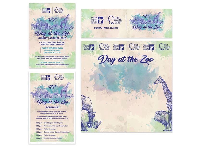 TCC Day at the Zoo Identity — Branding + Identity Programs design — by Tarrant County College District — 2018 GDUSA award winner