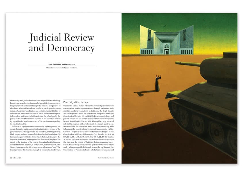 Litigation 44:2 Winter 2018 - Judiciary Protects Democracy in Pakistan — Publications & Newsletters design — by American Bar Association — 2018 GDUSA award winner