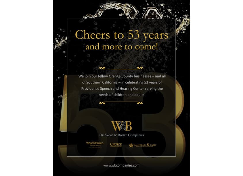 Congratulations Ad For Providence Speech & Hearing Center Program