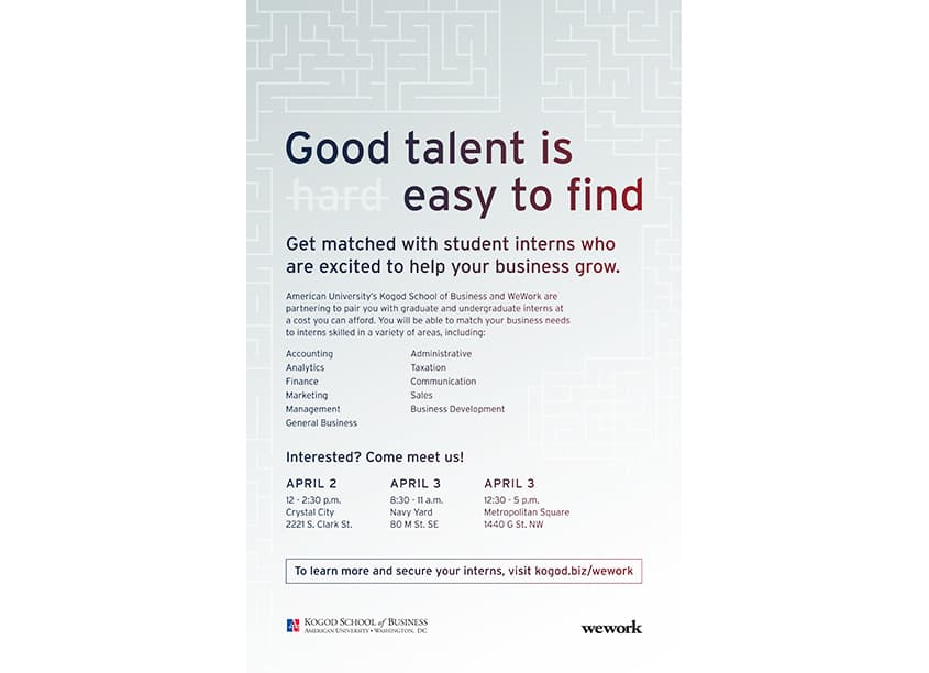 WeWork Internship Program Advertising