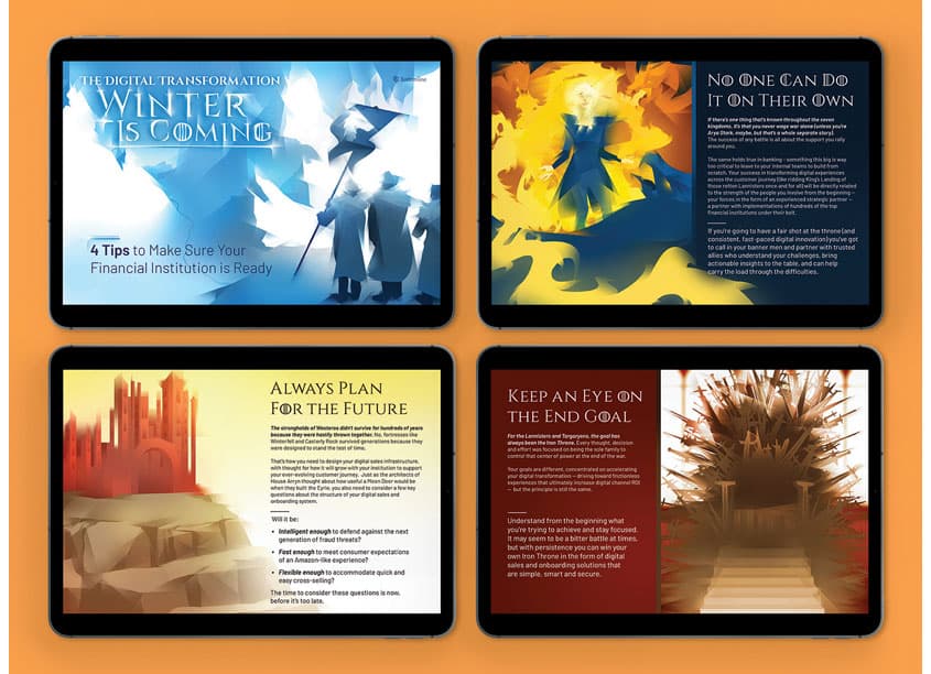 The Digital Transformation: Winter is Coming — Publications & Newsletters design — by Bottomline Technologies — 2019 GDUSA award winner