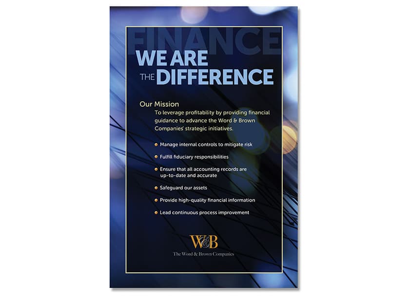 The Word & Brown Companies Finance Mission Statement Poster