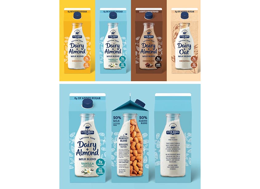Live Real Farms Dairy & Almond Milk — Food & Beverage design — by CBX — 2020 GDUSA award winner