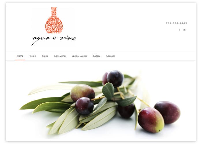 Aqua e Vino Website Design