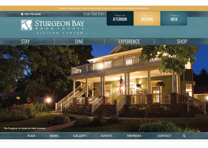Sturgeon Bay Visitor Center Tourism Website