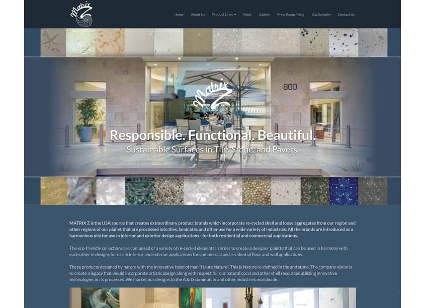 Martix Z Sustainable Surfaces Website