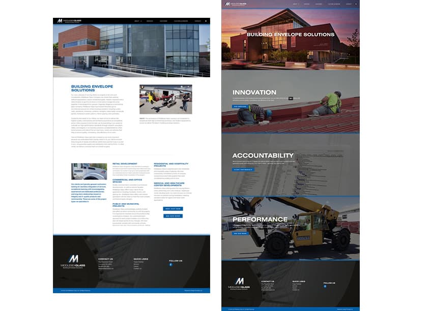 Middlesex Glass Website — Website & UX/UI Design — by Design Principles, Inc. — 2020 GDUSA award winner