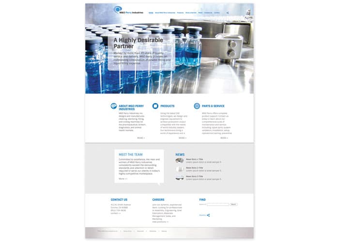 M&O Perry Pharma Machinery Website Design & Build