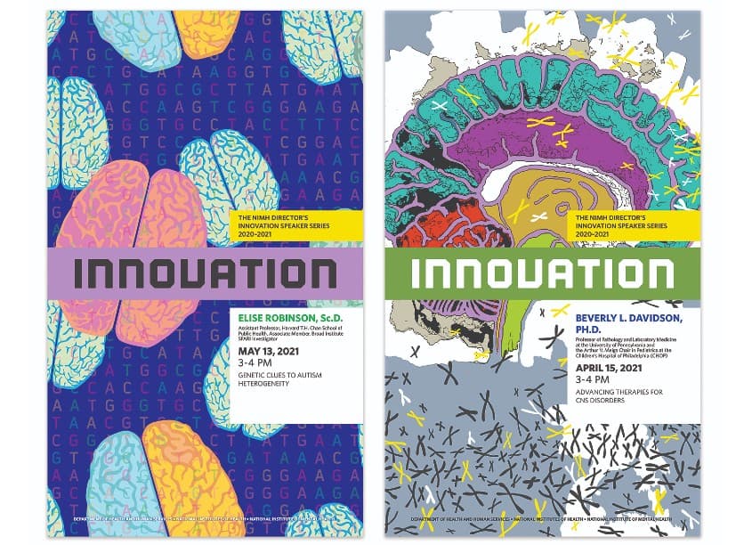 NIMH Director’s Innovation Speaker Series Poster — Health & Wellness design — by National Institutes of Health (NIH) Medical Arts Branch — 2021 GDUSA award winner