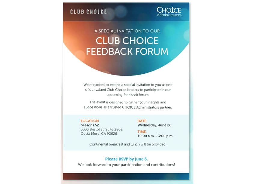 Club CHOICE Feedback Forum — Health & Wellness design — by The Word & Brown Companies — 2024 GDUSA award entry