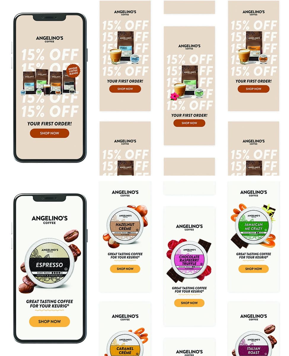 Angelino’s Coffee Advertising — Advertising + Ad Campaigns design — by Delicate Matter LLC — 2025 GDUSA award entry