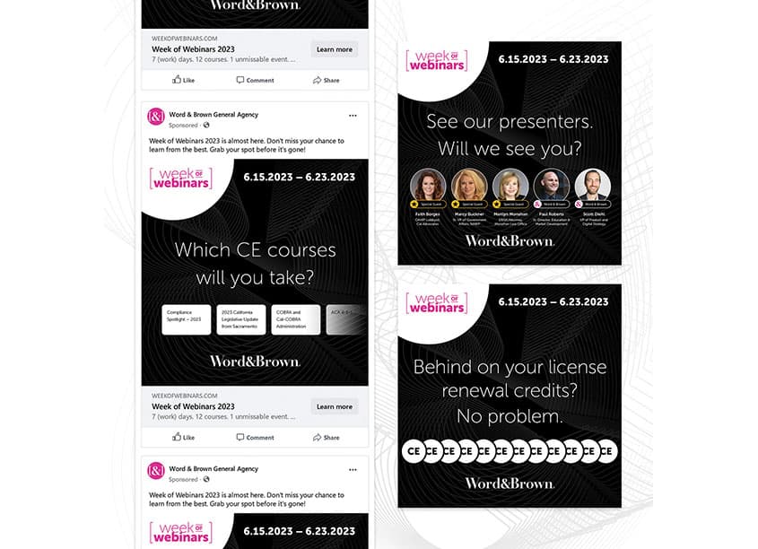 Word & Brown Week of Webinars Social Media Promotion — Digital Design — by The Word & Brown Companies — 2023 GDUSA award entry