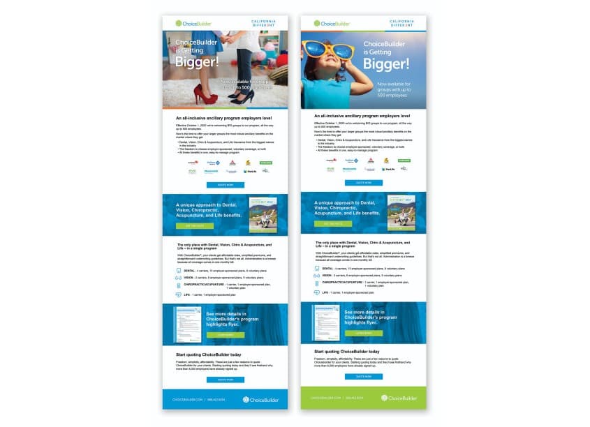 ChoiceBuilder Group Expansion Emails — Digital Design — by The Word & Brown Companies — 2021 GDUSA award entry