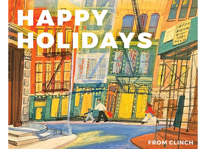 Company Holiday Postcard: Custom Gouache and Digital Painting